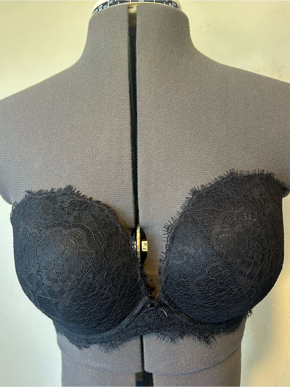 DOBREVA Women's Eyelash Lace Strapless Push Up Bra 34D (1915)